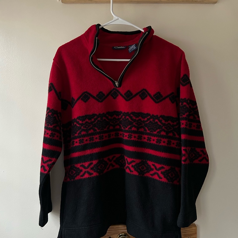Catalina Women’s Red and Black Zip Up Sweater